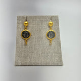 Petite Coin w/ Diamond & 24K Gold Earrings
