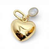 Gold Puffy Heart Charm with Semi-Precious Stone Charm | Small Size