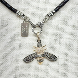 Medium Duo-toned Diamond Bee w/ Gold Loop Pendant
