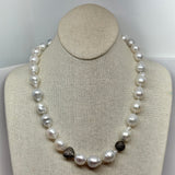Mid-length Necklace | South Sea Pearls w/ Diamond Heart, Ball & Clasp | 20”