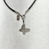 Silver Pave Diamond Butterfly Enhancer w/ Diamond Clasp