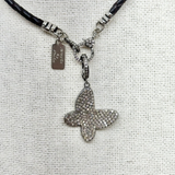 Silver Pave Diamond Butterfly Enhancer w/ Diamond Clasp