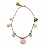 Evil Eye Charm Necklace | Pink | B | 21"