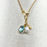 Elephant, Freshwater Pearl, and Semi-Precious Stone Charm Cluster