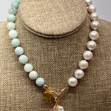 Amazonite Necklace w/ Gold Charm | 16 1/2"