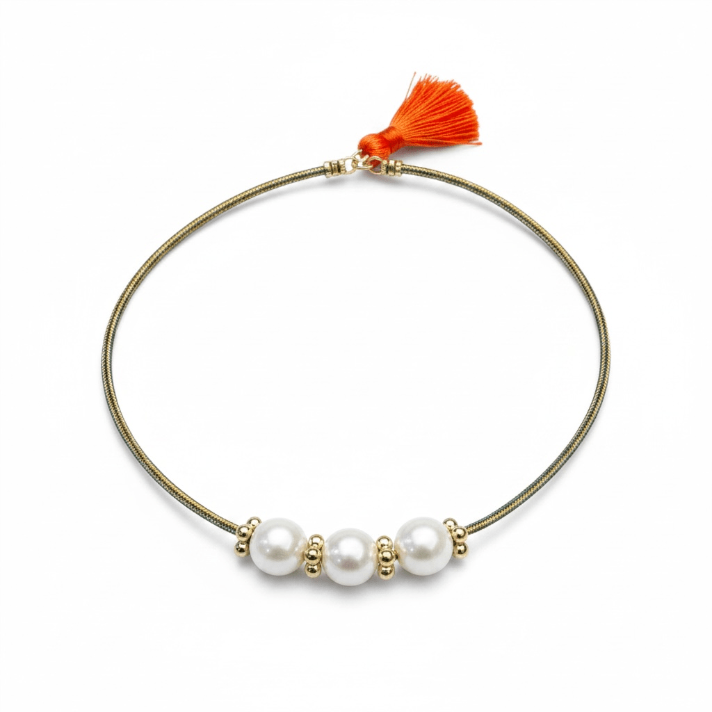 Triple Pearl with Fleur Beads Necklace