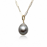 Large Tahitian Pearl Enhancer w/ Gold Clasp