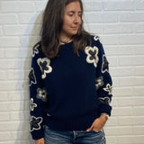 BM - Floral Wool Sweater | Navy