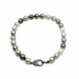 Tahitian Pearl Necklace with Silver Pave Diamond Clasp | 16.5"