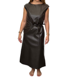 PT - Faux Leather Dress w/ Tie | Brown