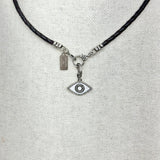 Diamond and White Enamel Evil Eye w/ Diamond Clasp Enhancer