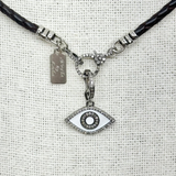 Diamond and White Enamel Evil Eye w/ Diamond Clasp Enhancer
