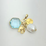 Elephant, Freshwater Pearl, and Semi-Precious Stone Charm Cluster