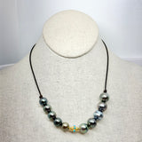 Adjustable Tahitian Pearl Necklace w/ 18K Gold & Turquoise