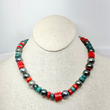 Turquoise and Tahitian Pearl Choker | 16"
