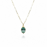 Aquamarine, 24K Gold, & Diamond Pendant