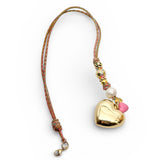 Puffy Heart Charm with Accents on Pink Chord | 17"