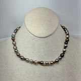 Keshi Pearls & Gold Pave Diamond Roundels Choker | 17”