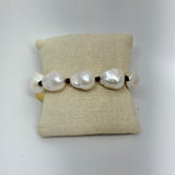 Small Baroque Pearls on Leather Bracelet