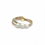 Triple Wrap Edison Pearls on Metallic Cord Bracelet