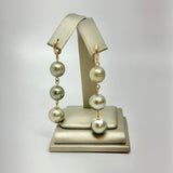 3 Tahitian Pearl Dangle Earrings w/ 14K Huggy
