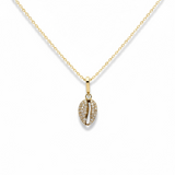 Gold Pave Diamond Puka Shell w/ Clasp