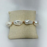 Small Baroque Pearls on Leather Bracelet