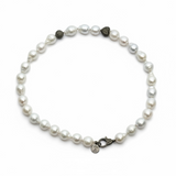South Sea Pearl Necklace with Silver Pave Diamond Accents | 20”
