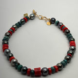 Turquoise and Tahitian Pearl Choker | 16"