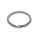 Grey Freshwater Pearl Choker with Silver Pave Diamond Clasp | 16"