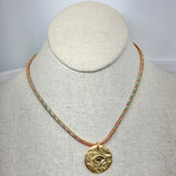 Evil Eye Pendant on Metallic Cord | 16"