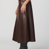 JJ - The Tavi Vegan Leather Skirt | Dark Chocolate