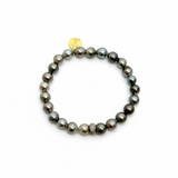 Petite Tahitian Pearls w/ Diamond Rondel Elastic Bracelet