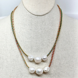 Edison Pearls on Metallic Cord Necklace