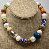 Semi-Precious Stone and Myoka Pearl Necklace | A | 16"