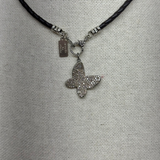 Silver Pave Diamond Butterfly Pendant
