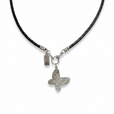 Silver Pave Diamond Butterfly Pendant