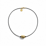 Faux Gold Nugget on Leather Choker | 16"