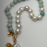 Amazonite Necklace w/ Gold Charm | 16 1/2"