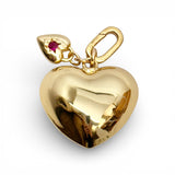 Gold Puffy Heart with Mini Gold Heart Charm | Medium Size