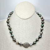 Tahitian Pearls w/ Silver Pave Diamond Pebble Choker | 20”