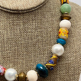 Semi-Precious Stone and Myoka Pearl Necklace | C | 17"