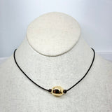 Faux Gold Nugget on Leather Choker | 16"