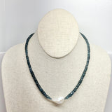 Blue London w/ Large White Freshwater Pearl Necklace | 17"