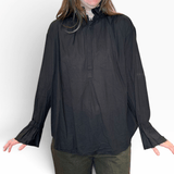 PDC - Cotton Lawn Ruffle Blouse | Black