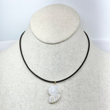 Moonstone Shell on Leather Choker | 15"