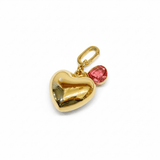 Puffy Heart with Cubic Zirconia Charm | Red