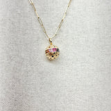 Gold Sphere with Semi-Precious Stone Pendant