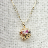 Gold Sphere with Semi-Precious Stone Pendant