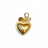 Puffy Heart with Small Bezel Set Heart Charm | Clear